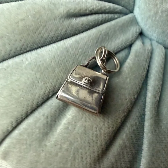 Vintage Sterling Silver Handbag Purse Charm For Bracelet Marked 925 - Picture 7 of 9
